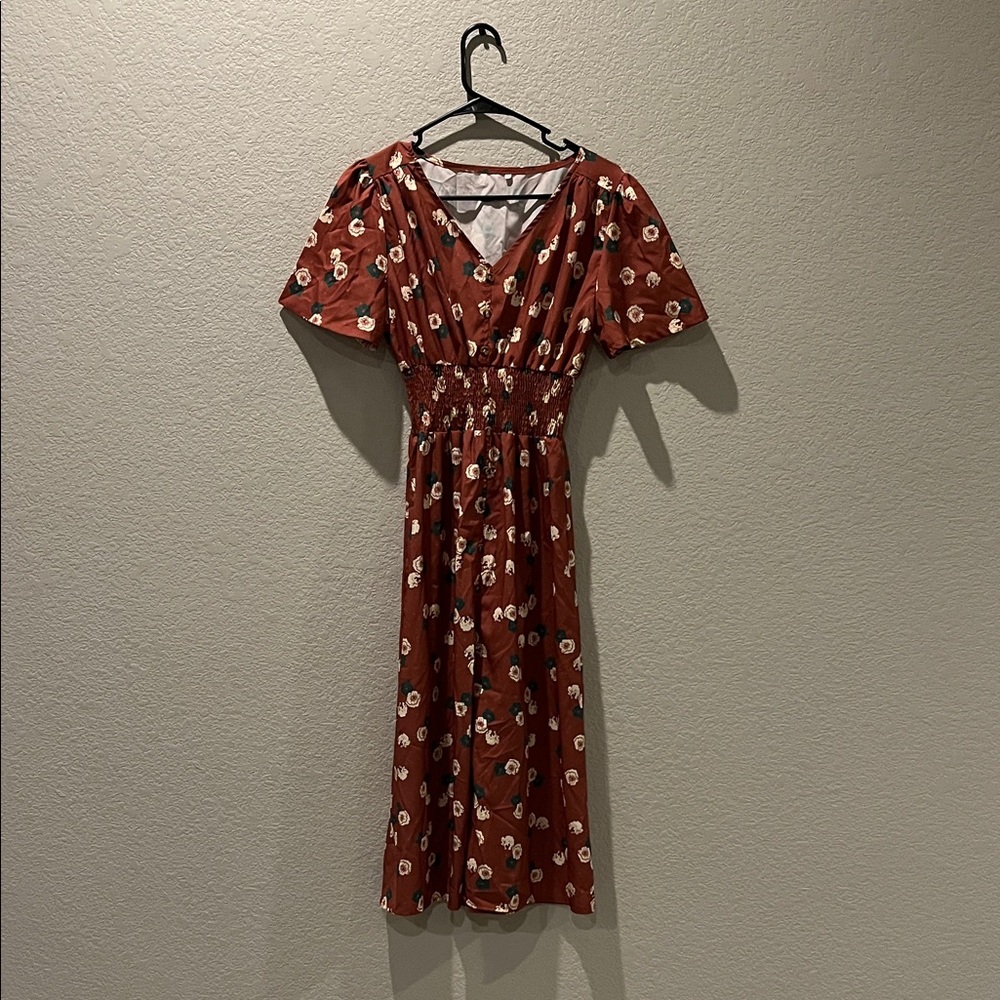 Floral Red Midi Dress